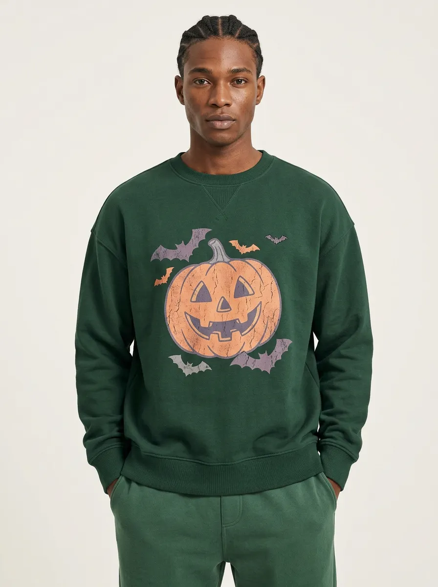 Men's Halloween Pumpkin Bats Sweatshirt