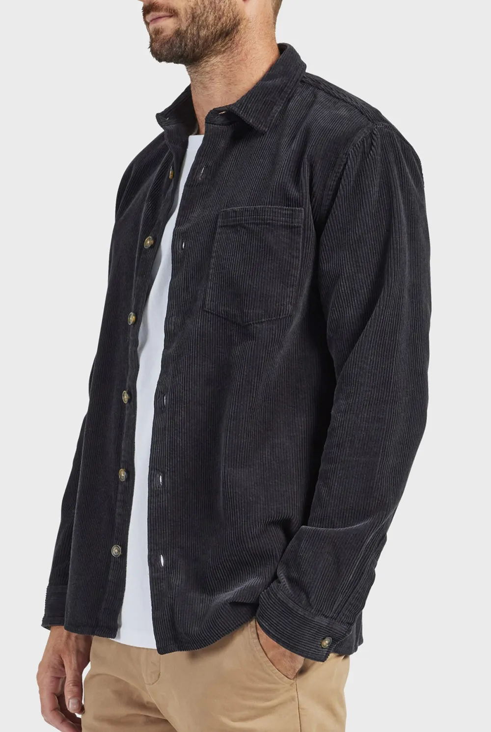 Cotton Cord Overshirt-Navy