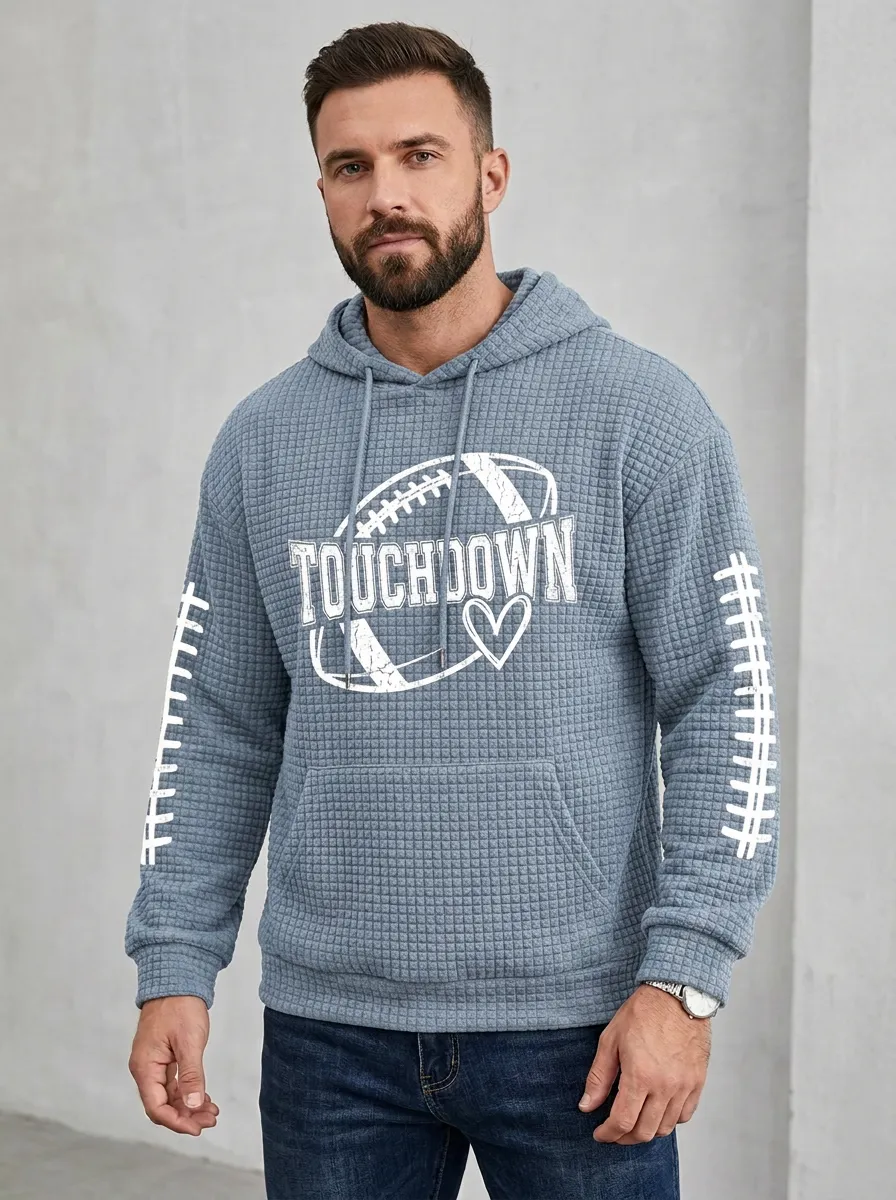 Men's Football Lover Touchdown Heart Sleeve Hoodie