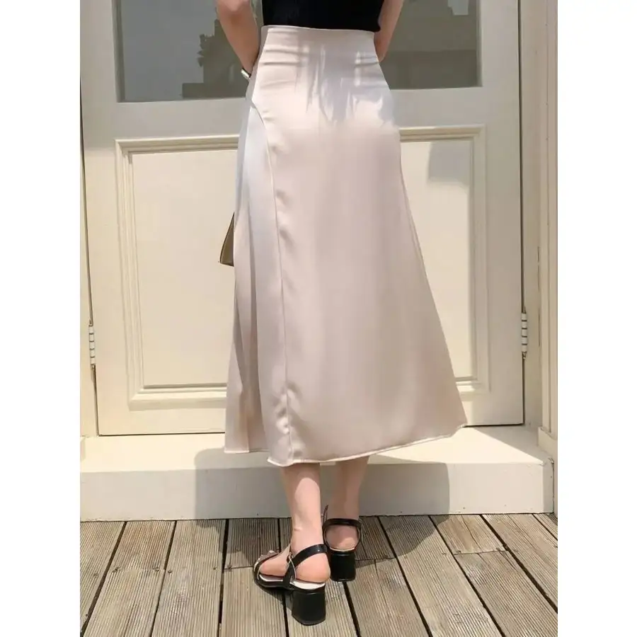 Asymmetric Wrap Midi Skirt with Fluted Hem