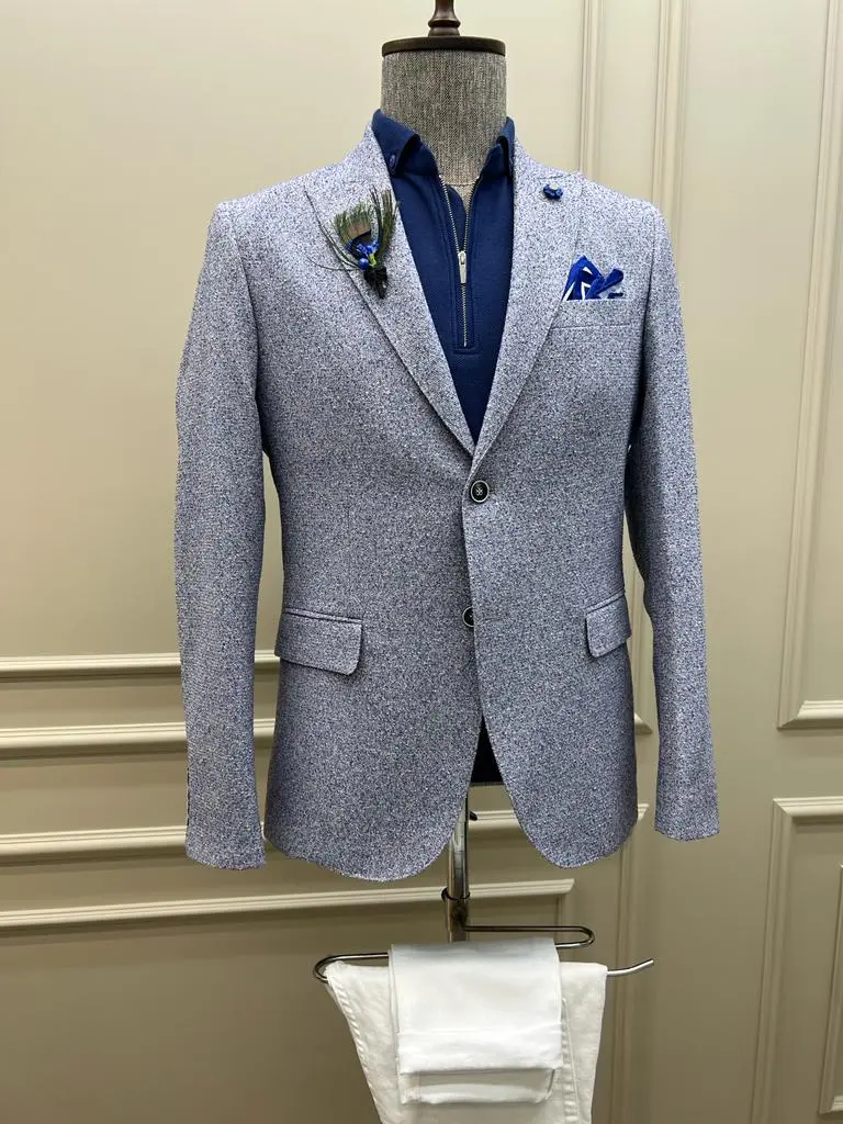 Classic Slim Fit Dot Detailed Blazer
