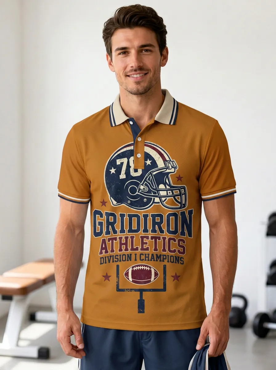 Men's Gridiron Football Helmet Division I Polo Shirt