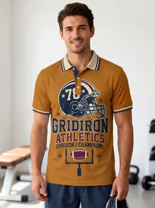 Men's Gridiron Football Helmet Division I Polo Shirt