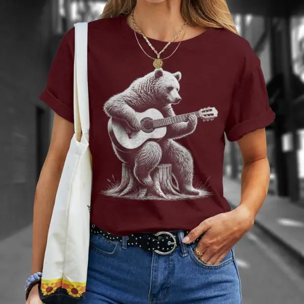 Vintage Bears Playing Guitar Animals T-Shirt