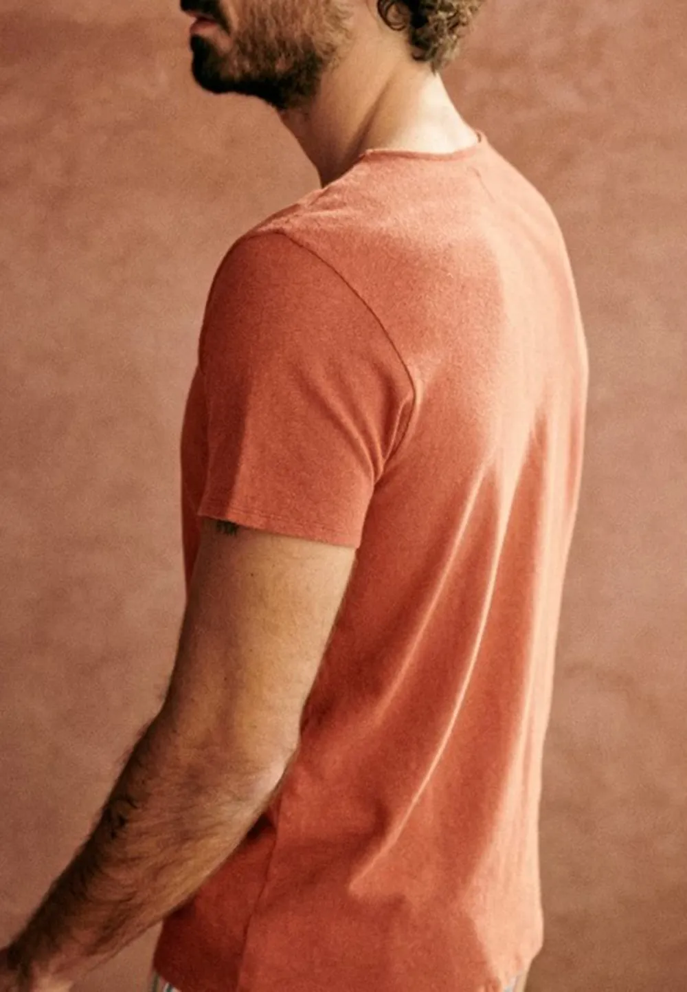 Rust Red Relaxed Fit Crew Neck Cotton T-Shirt