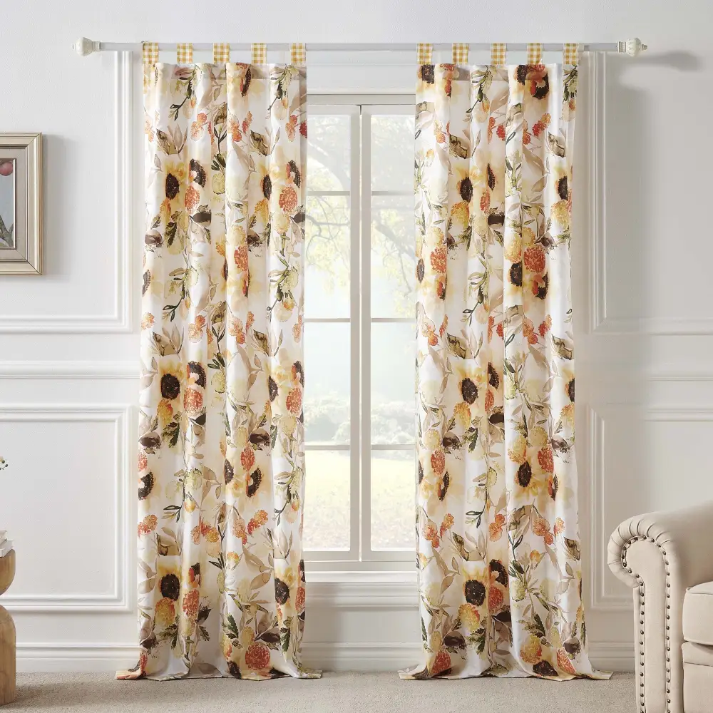 Microfiber Watercolor Tab-Top Farmhouse Window Treatment
