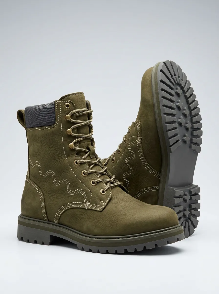 Unisex Wavy Stitching Print Work Boots