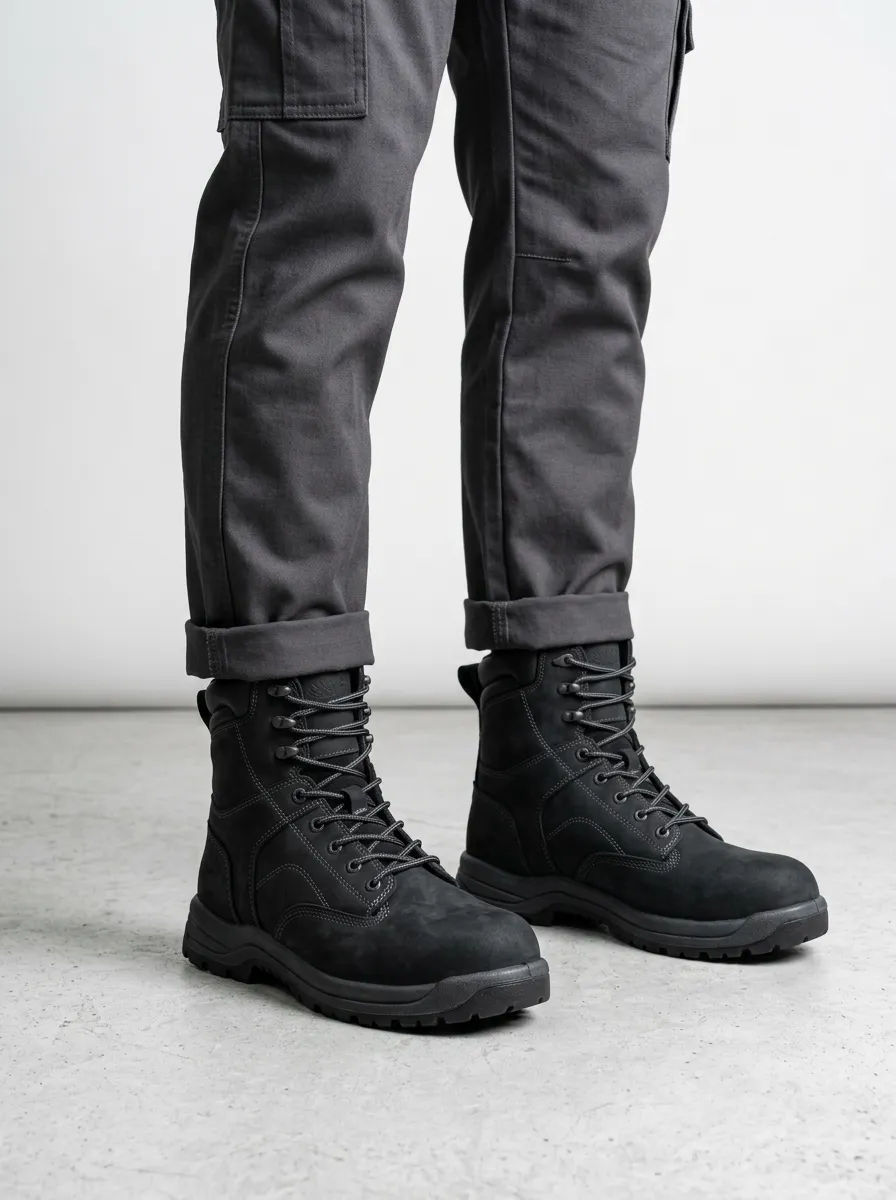 Unisex Minimalist Solid Print Work Boots