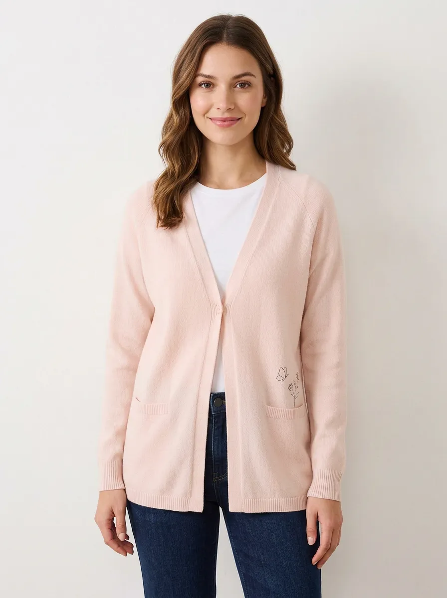Women's Butterfly Floral Minimalist Printed Knit Cardigan