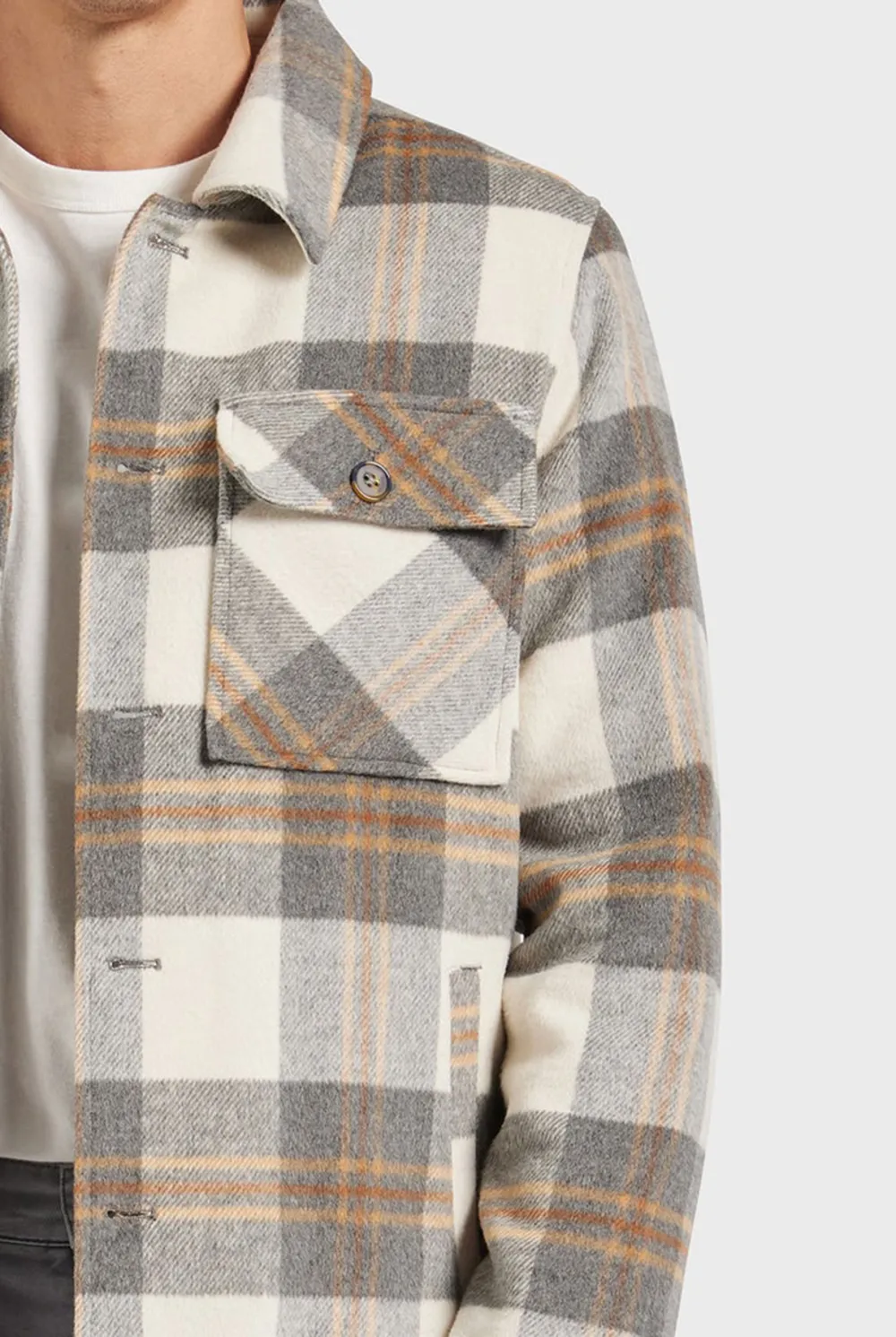 Relaxed Fit Plaid Flannel Button Up Jacket