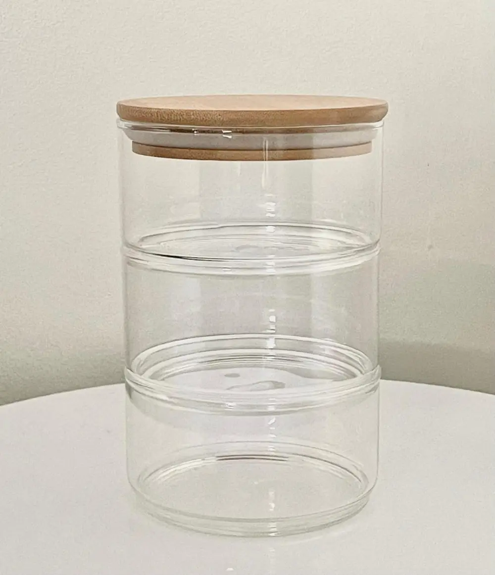 Tiered Bamboo Lid Storage Jar