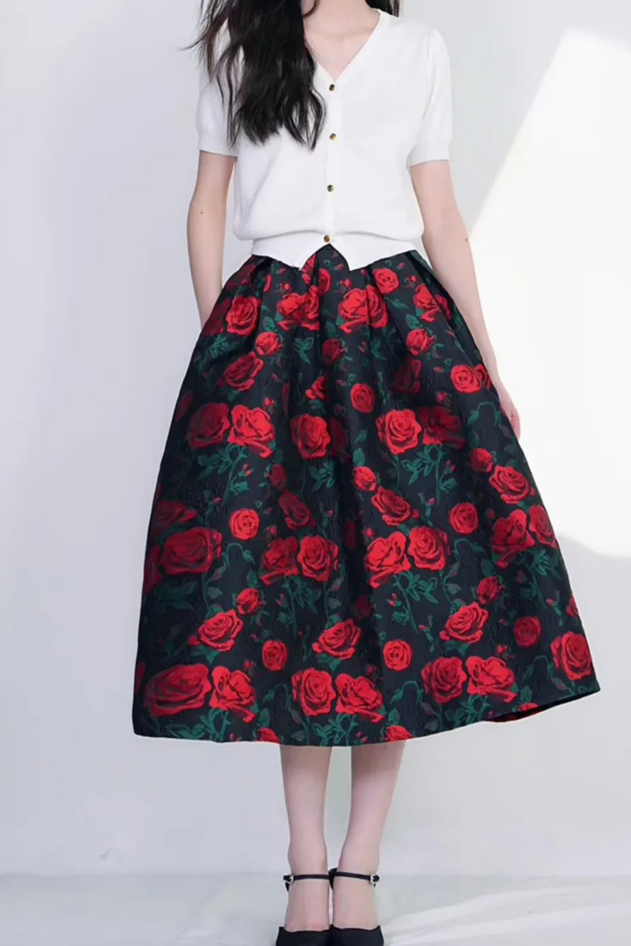 Comfortable City Embroidered High Waist Skirt