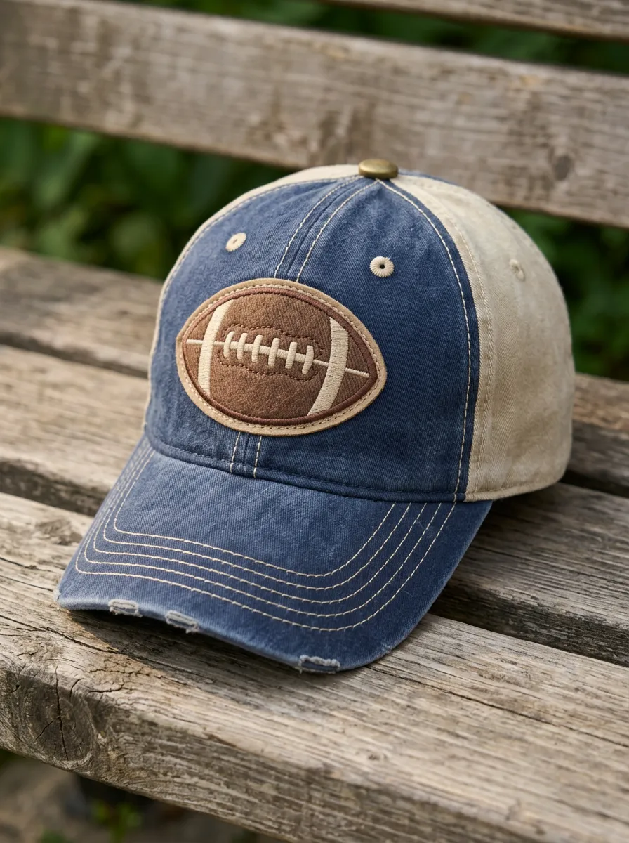 Unisex American Football Lover Embroidered Patch Distressed Baseball Cap