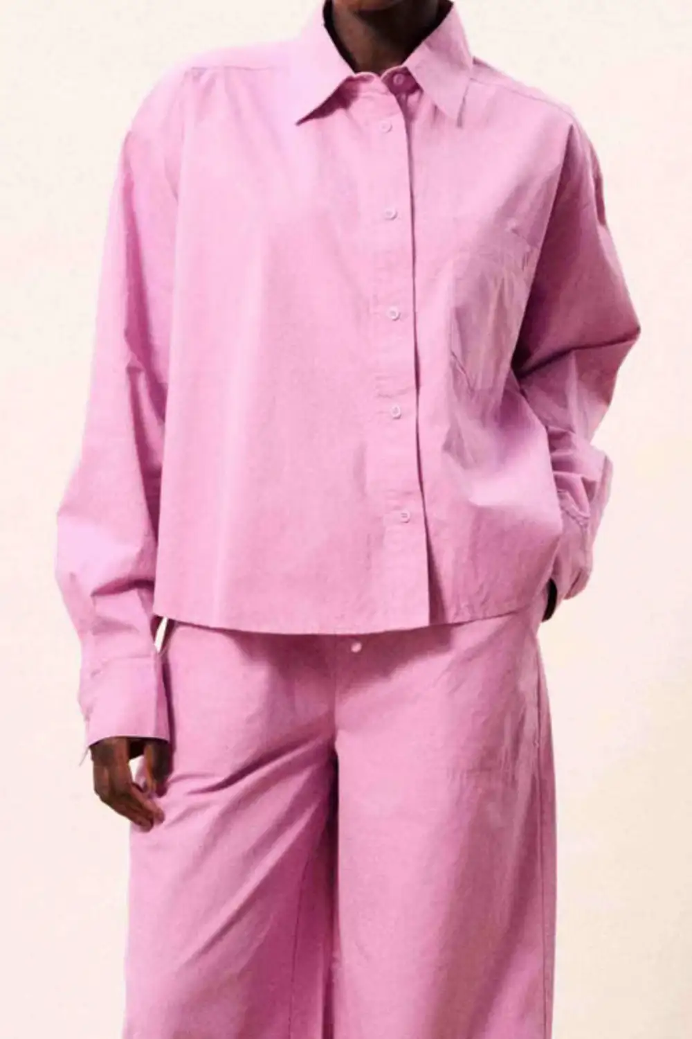 Button Front Collared Oversized Boxy Shirt