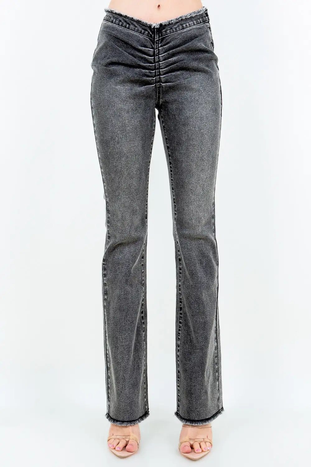 Relaxed Bazi V Cut Ruched Flare Pants