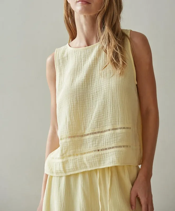 Cotton Blend Woven Relaxed Top