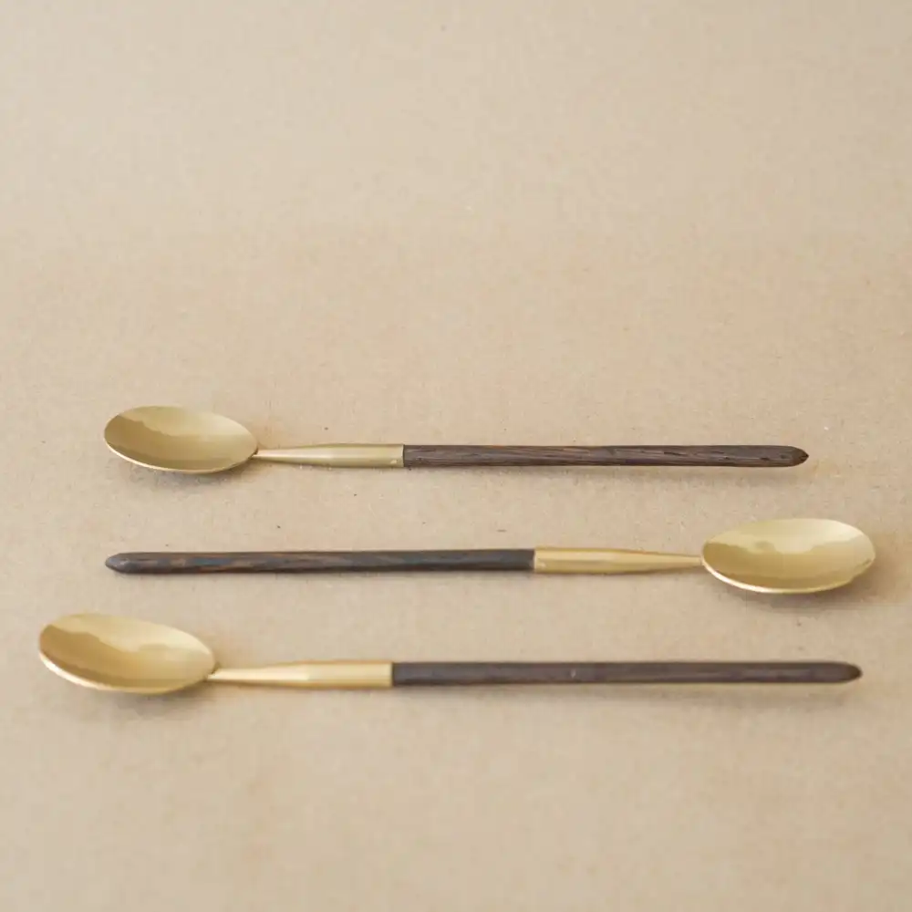 Brass Wood Handle Serving Spoon