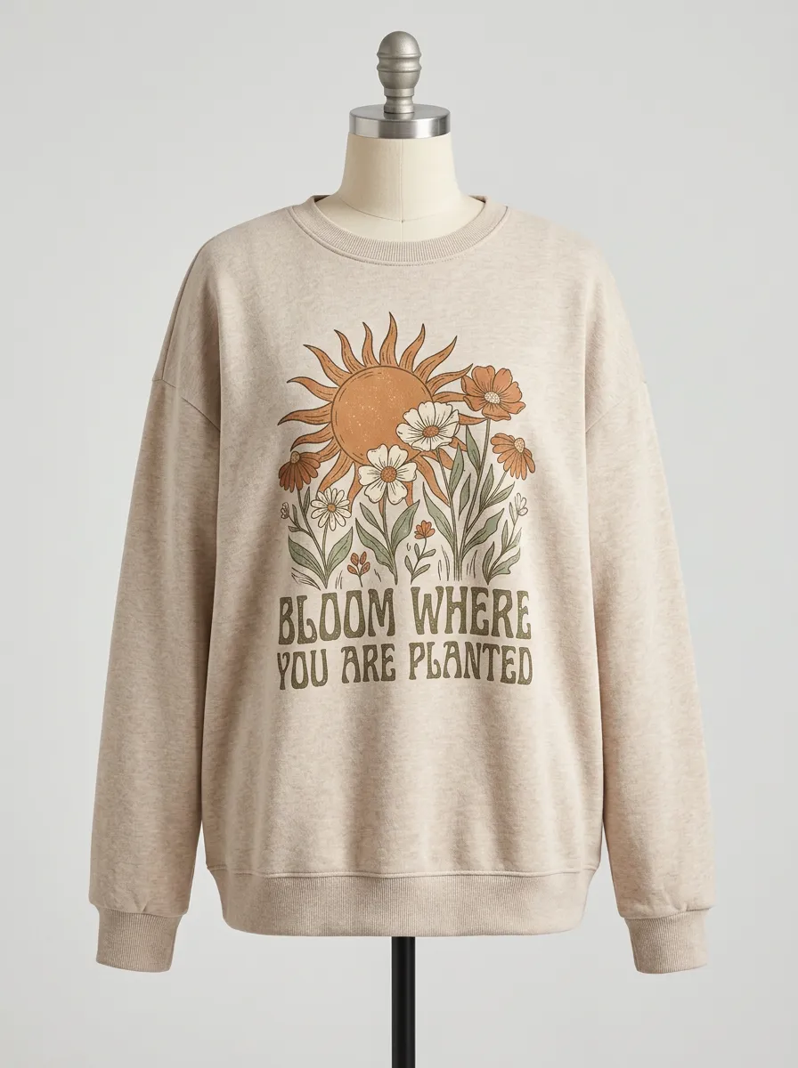 Boho Sun Flower Bloom Where You Are Planted Sweatshirt