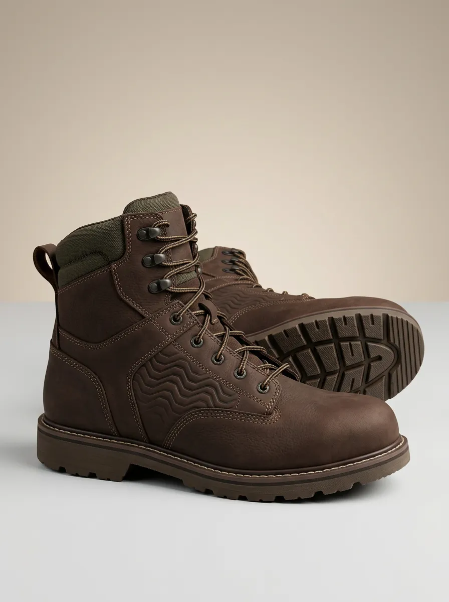 Unisex Wavy Texture Pattern Print Work Boots