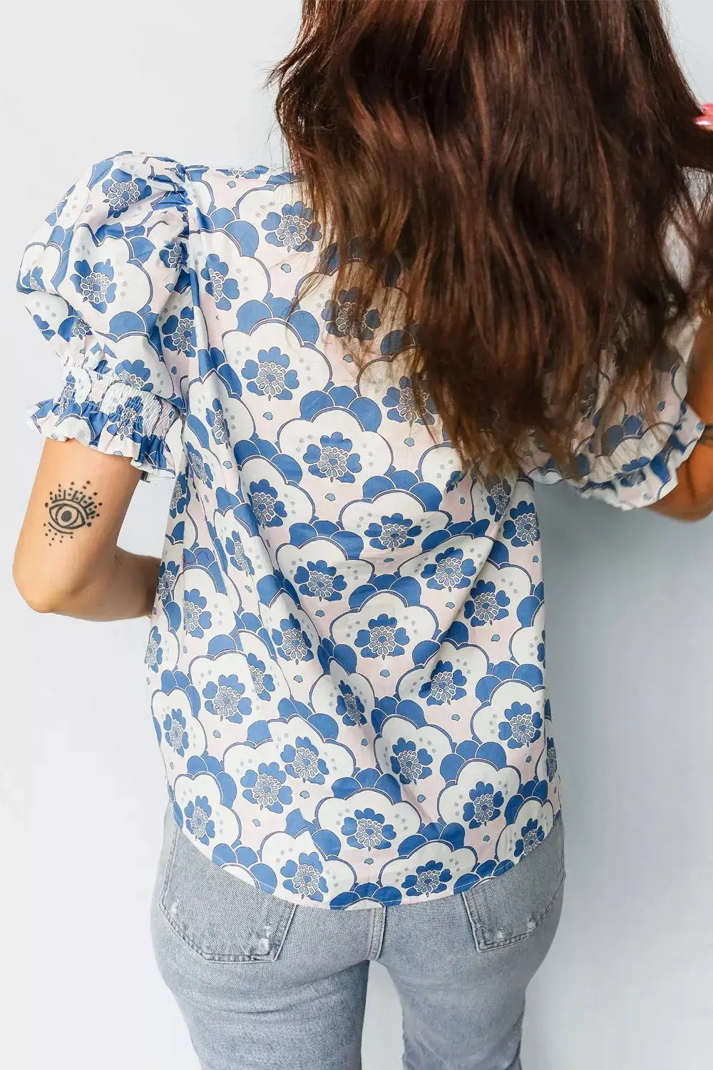 Floral Print Puff Sleeve Blouse