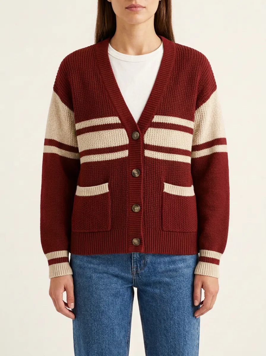 Classic Striped Rugby Striped Knit Cardigan