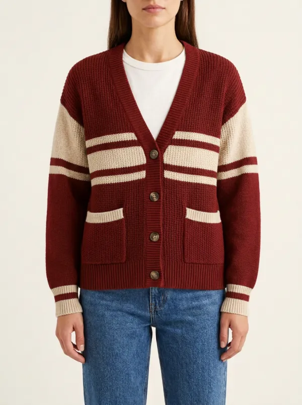 Classic Striped Rugby Striped Knit Cardigan