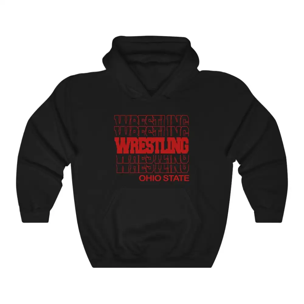 Relaxed Modern Stacked Wrestling Graphic Pullover Hoodie