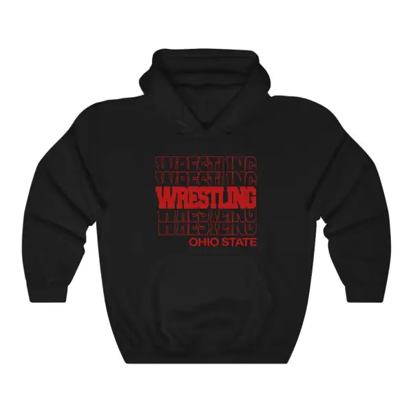 Relaxed Modern Stacked Wrestling Graphic Pullover Hoodie
