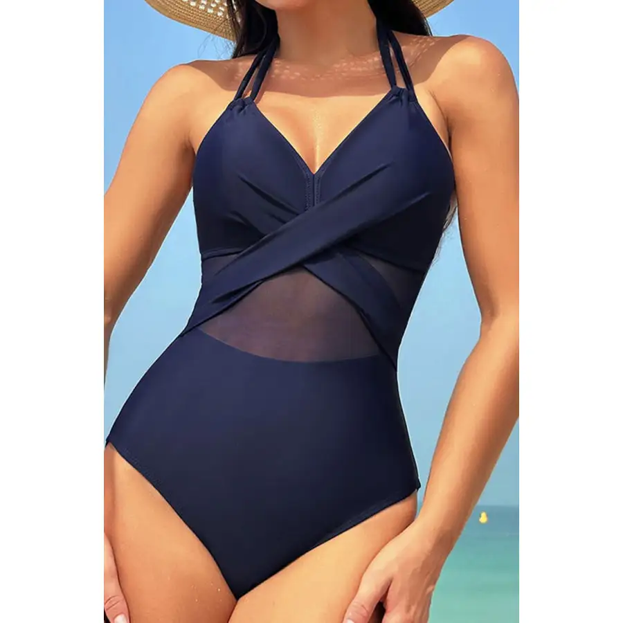 Women's Halter Crisscross One-Piece Swimsuit