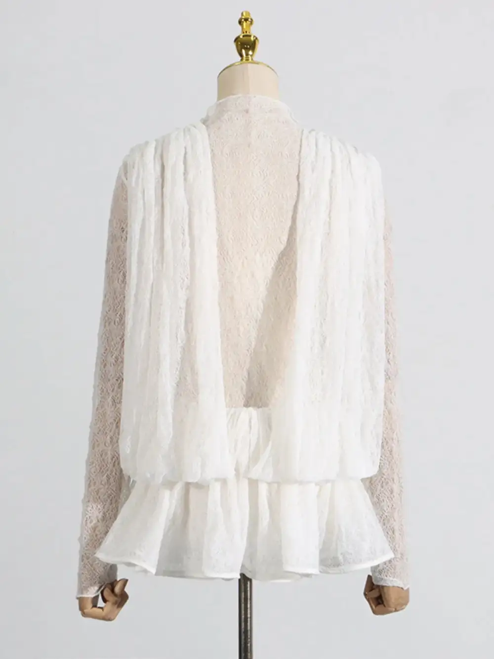 Structured Shape Lace Ruffle Mini Dress