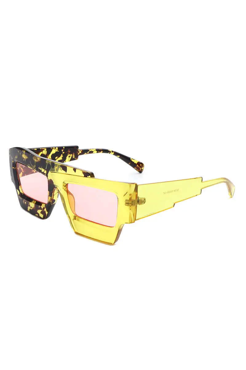 Marble Square Flat Top Frame Sunglasses