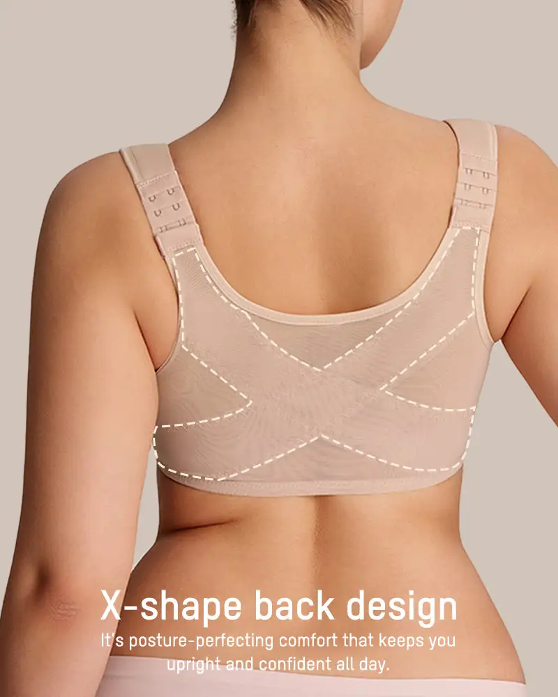 Front Closure Underwire Unlined Back Support Plunge Bra