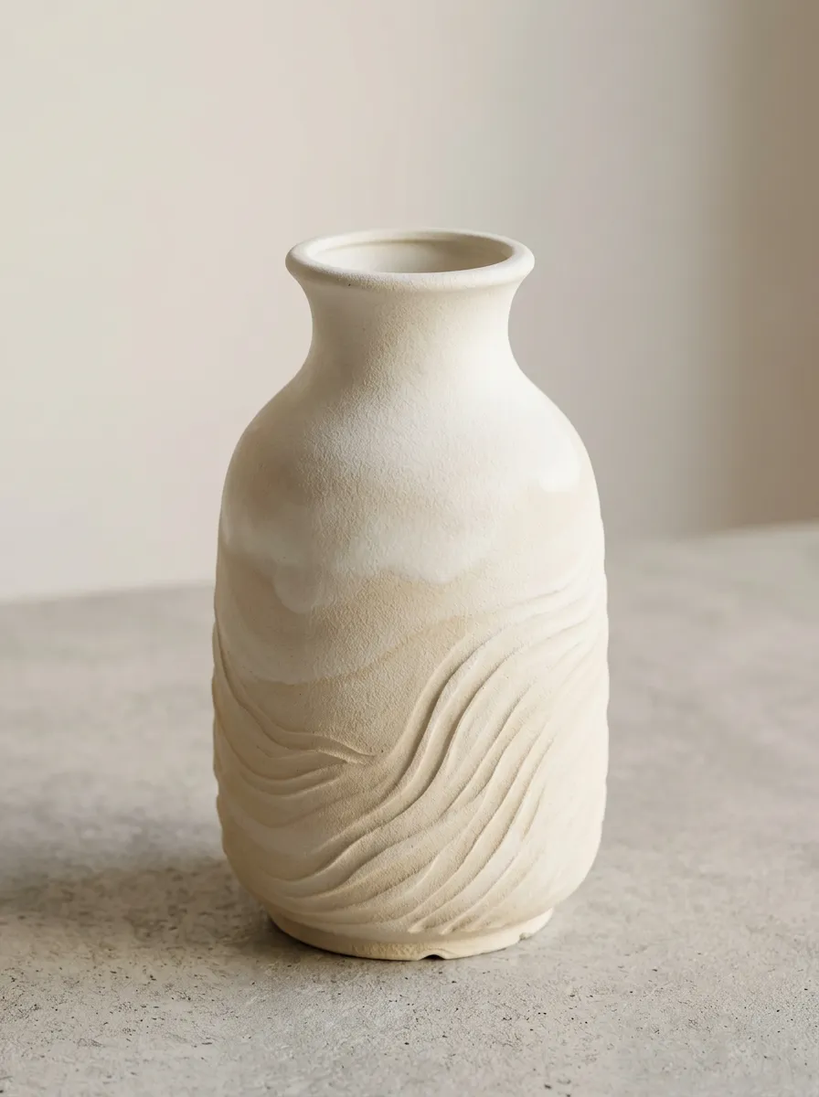 Minimalist Wavy Texture Matte Ceramic Table Vase