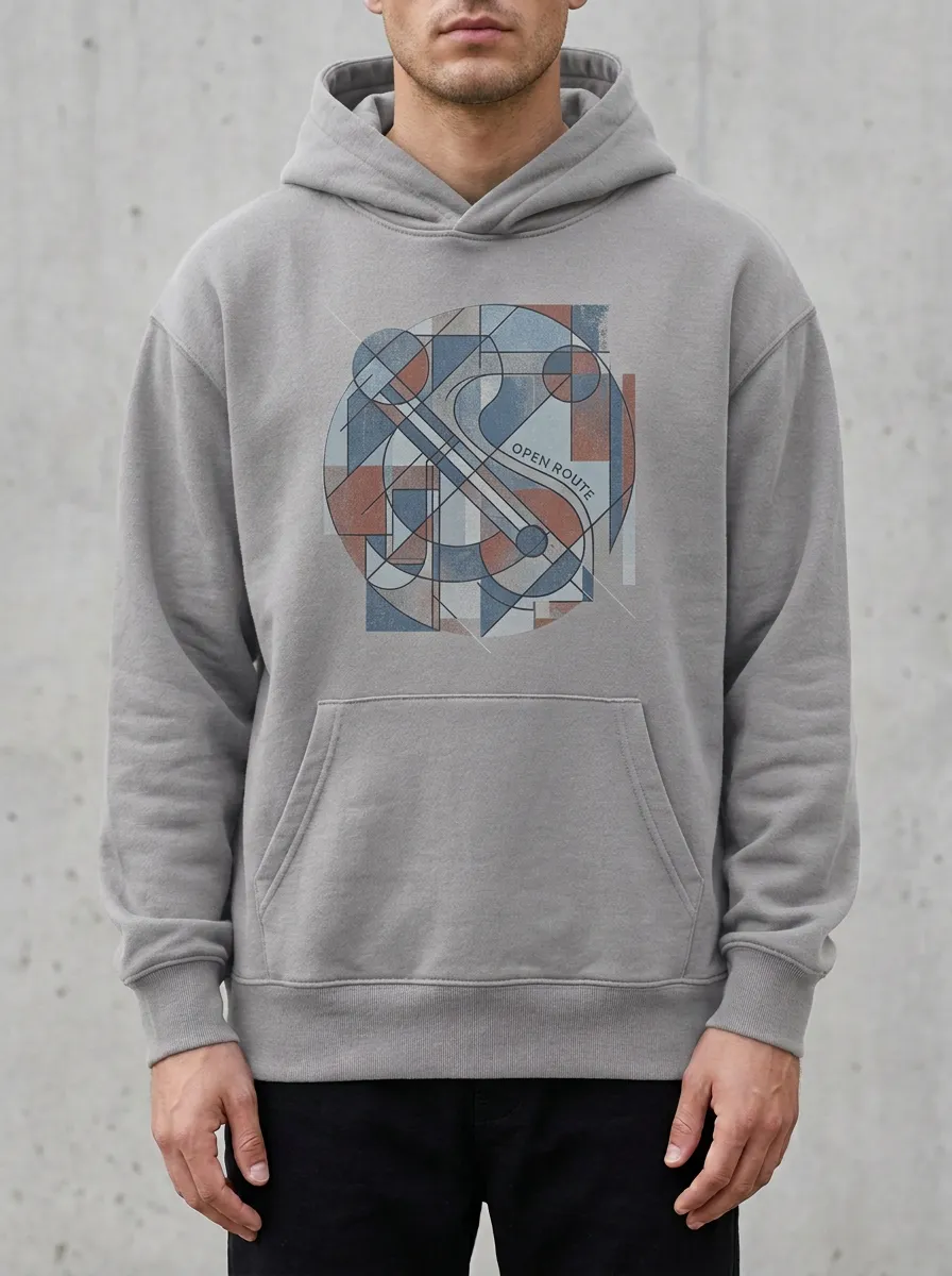 Detailed Open Route Geometric Abstract Hoodie