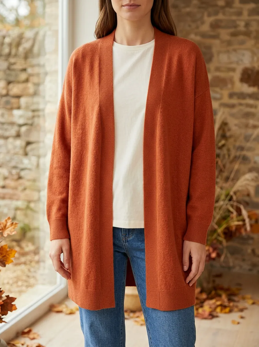 Easygoing Open-Front Knit Cardigan