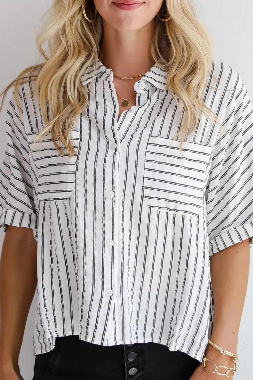 White Striped Blouse