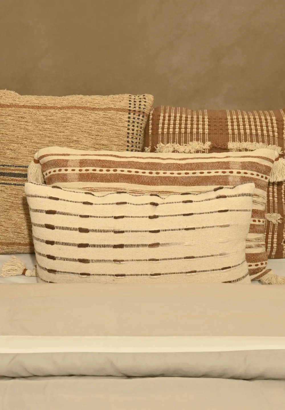 Handwoven Striped Cotton Decorative Cushion Cover