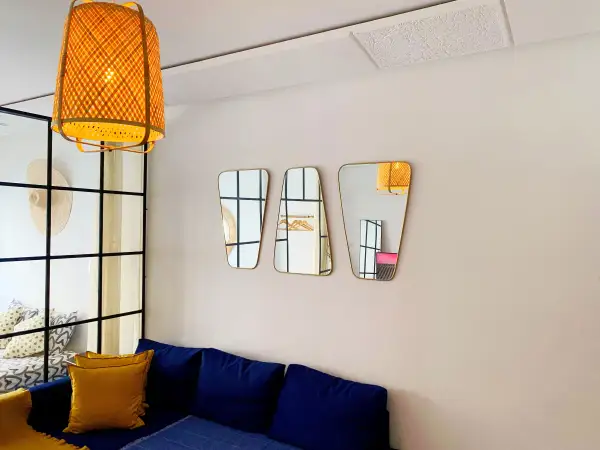 Geometric Triangle Brass Wall Mirror