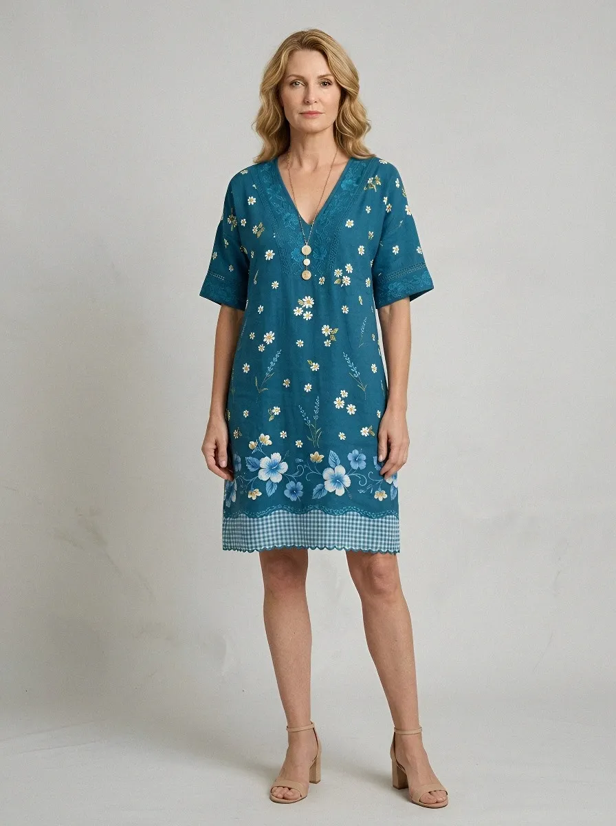 Women's Summer Vacation Daisy Hibiscus Floral Printed Dress
