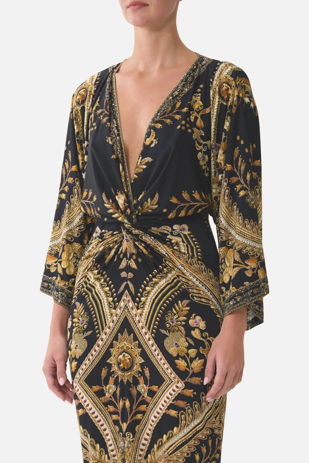Long Split Front Twist Dress