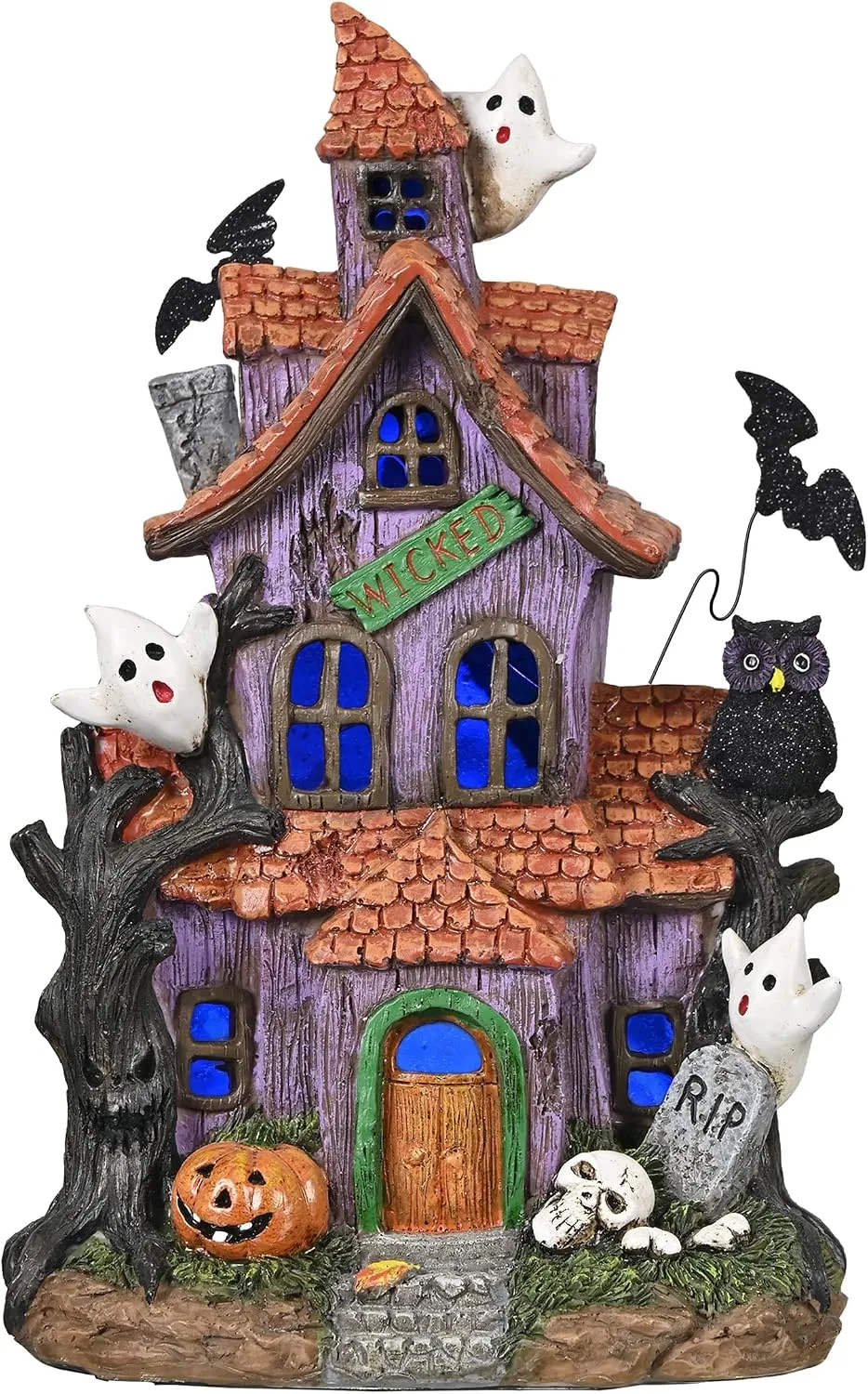 LED Lighted Haunted House Halloween Village Ornament