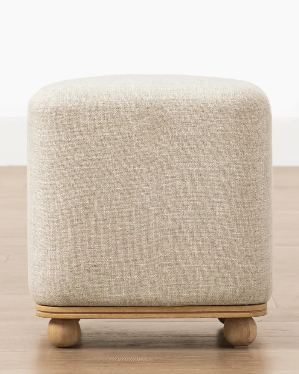 Upholstered Oak Ottoman