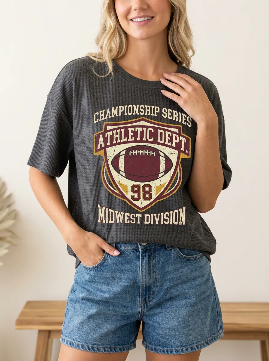 Women's Football Fan Athletic Dept 98 Shield Printed T-shirt