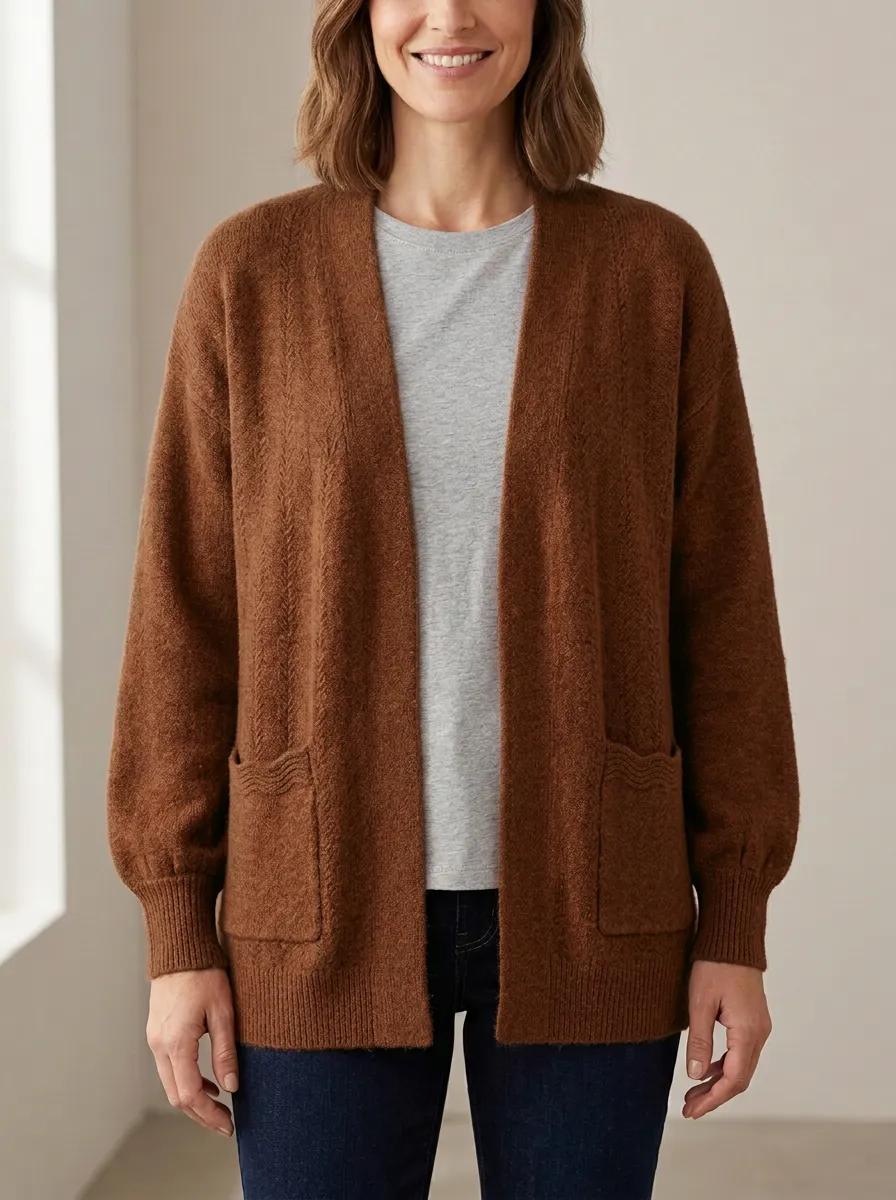 Layered Textured Knit Cardigan