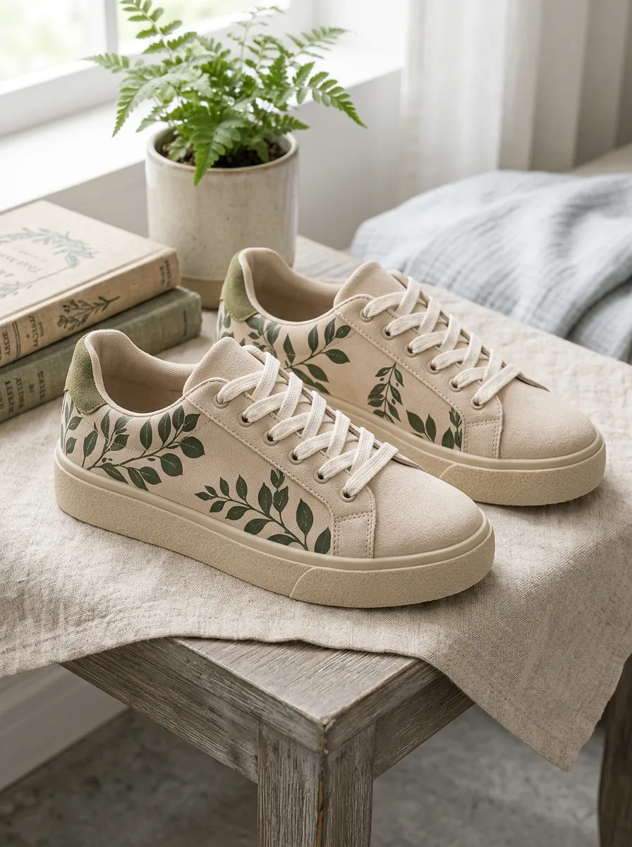 Women's Modern Botanical Nature Lover Leaf Skate Shoes