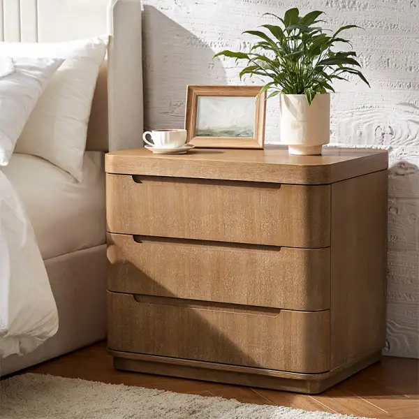 Modern Rubber Wood Nightstand