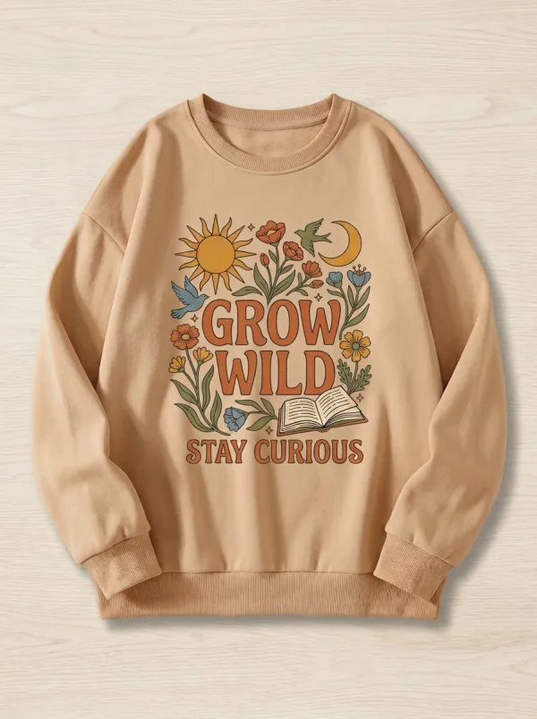 Nature Lover Grow Wild Floral Book Sweatshirt