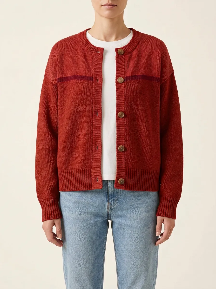 Rugby Color Block Striped Button Front Knit Cardigan