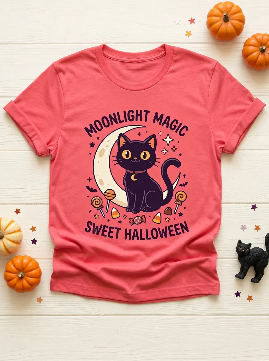 Cat Candy Magic Halloween Graphic T-Shirt
