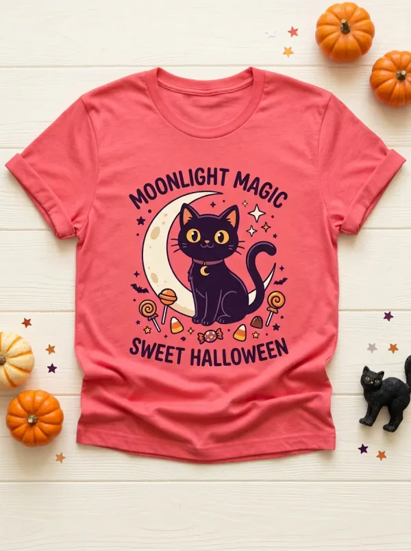 Cat Candy Magic Halloween Graphic T-Shirt
